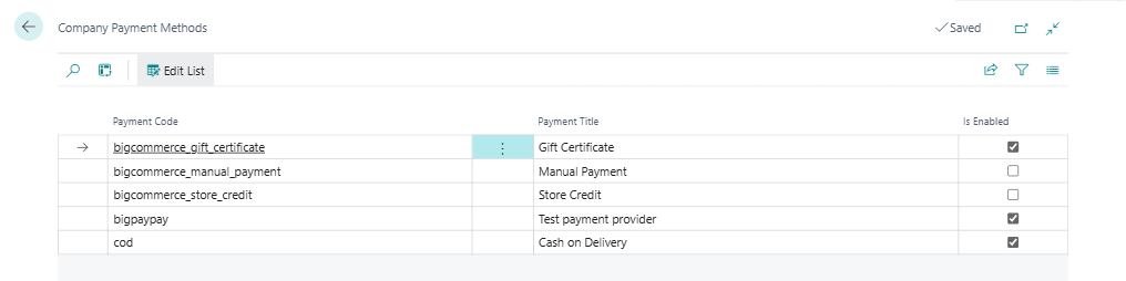 Company Payment Methods