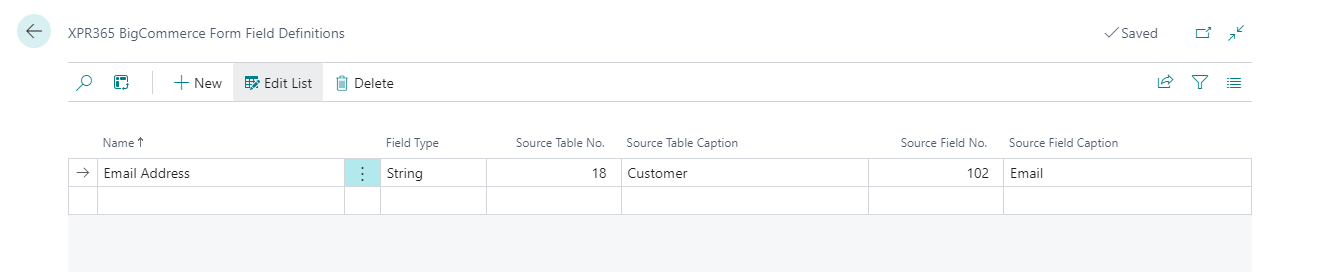 Customer Form Fields