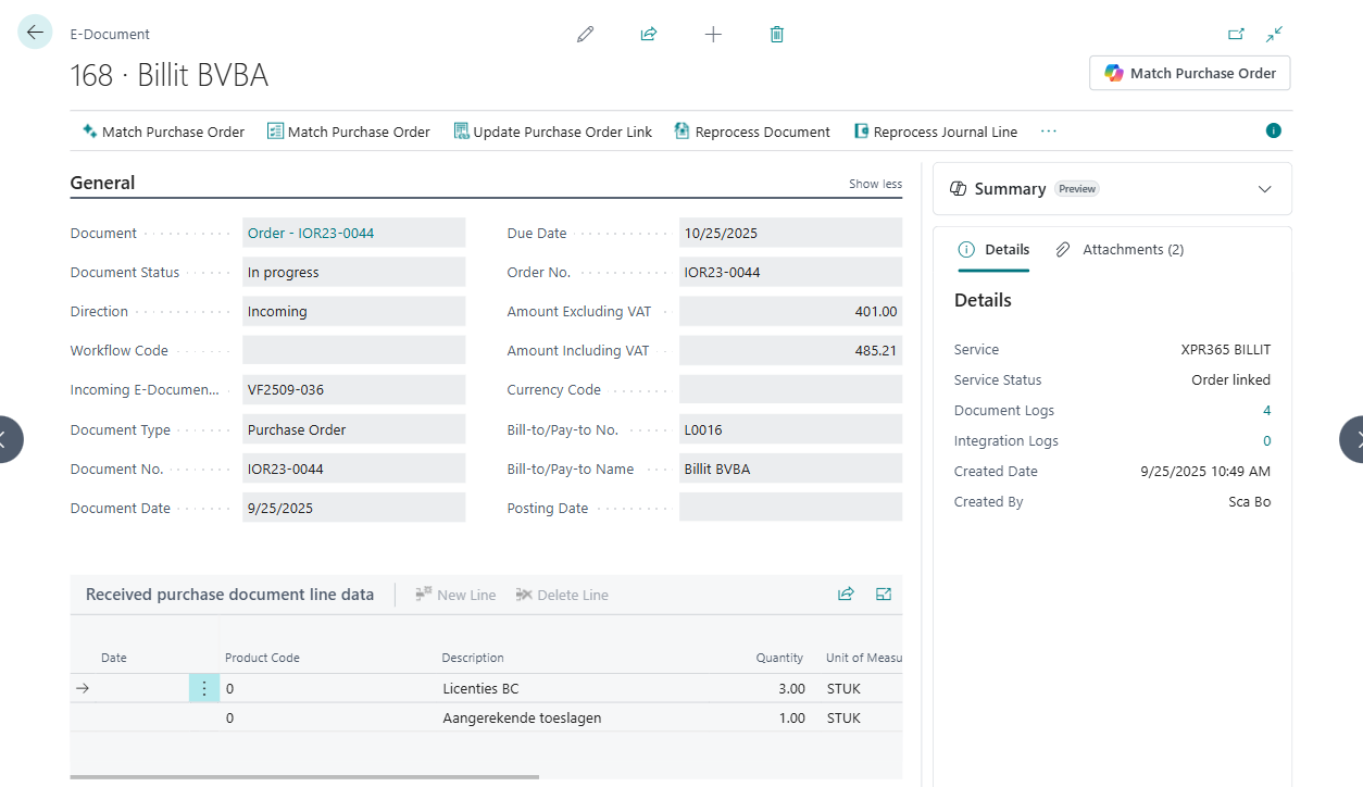 E-documents Purchase Order