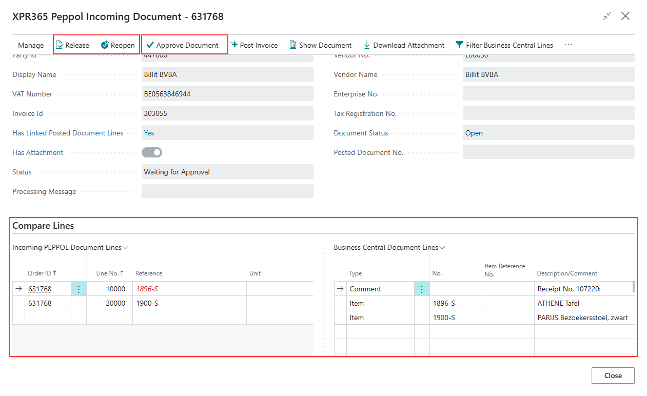 XPR365 Peppol Incoming Documents