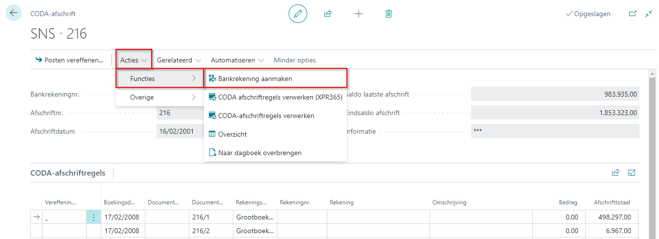 CODA Create Bank Account