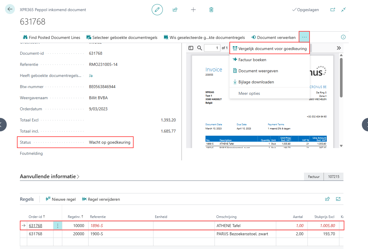XPR365 Peppol Incoming Documents